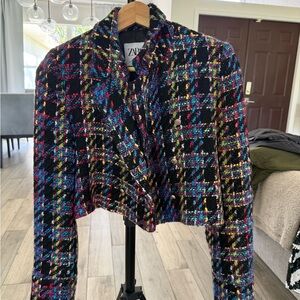 Zara Women's Colorful Tweed Blazer